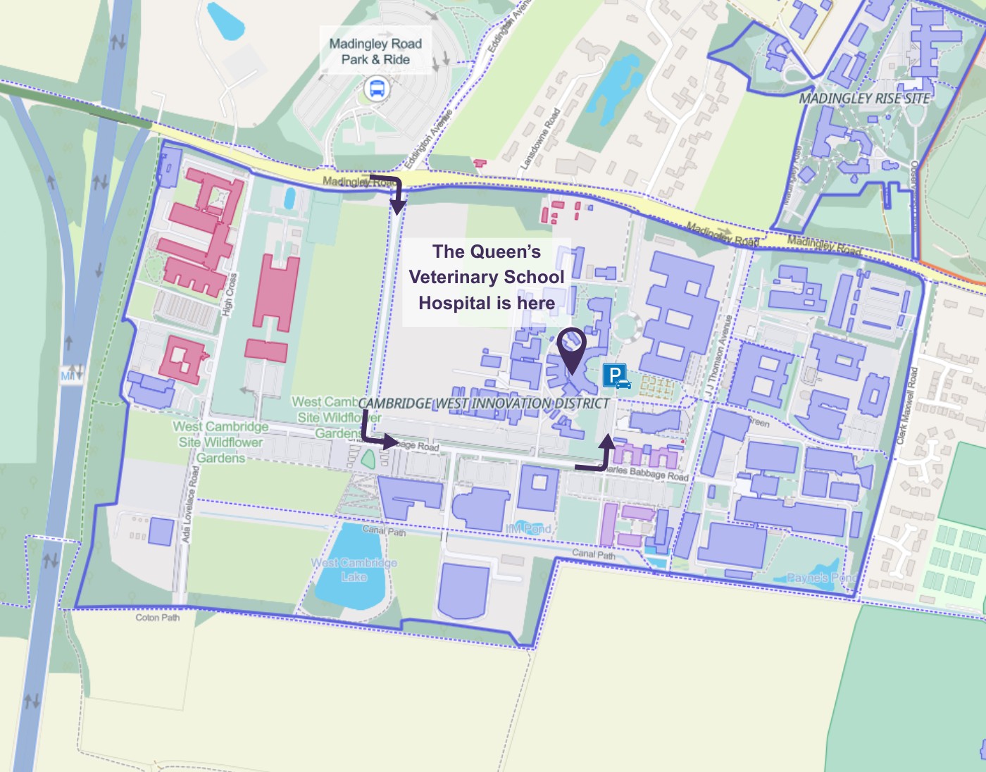 QVSH directions on a map